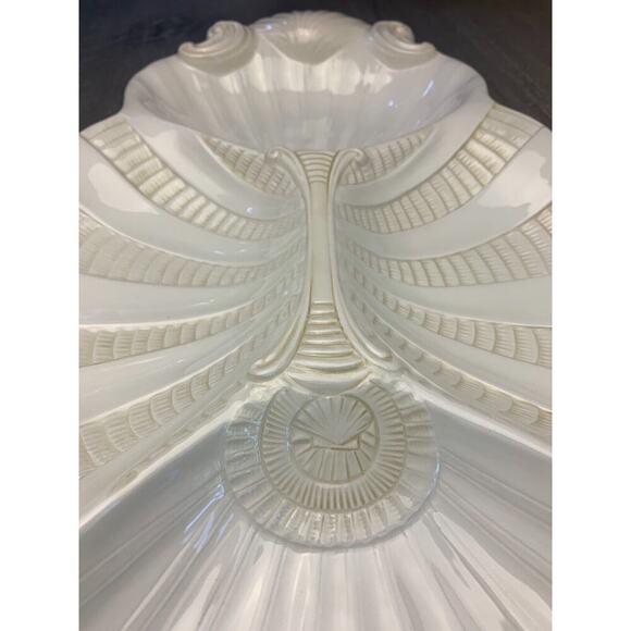 LENOX Butler's Pantry 4-Part Relish Dish White Shell Serving Platter 17.5" VGUC - Picture 4 of 10